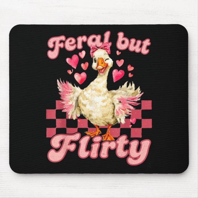 Groovy Feral-but-flirty Silly Goose Valentine Duck Mouse Mat (Front)