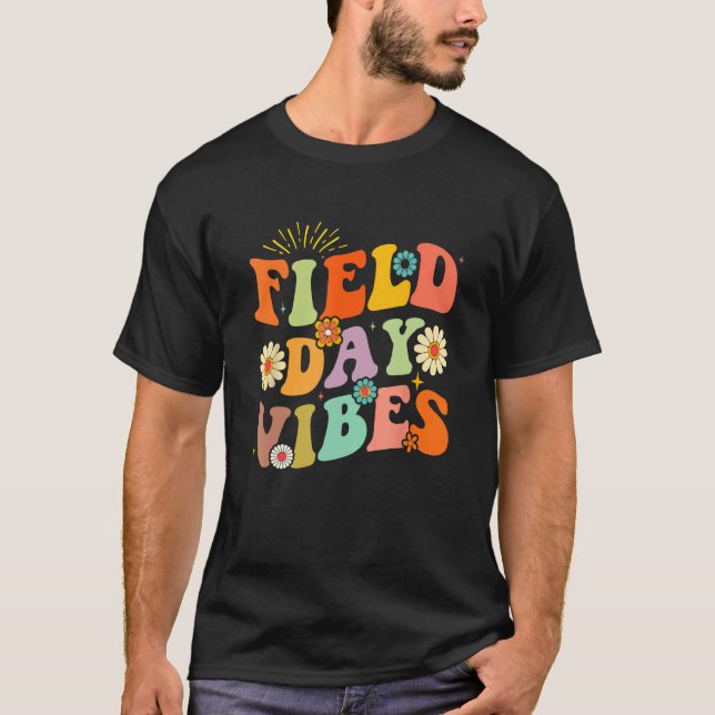 Groovy Field Day Vibes Teacher Student Field Day V T-Shirt (Front)