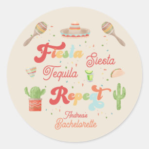 Groovy Fiesta Siesta Tequila Repeat Bachelorette Classic Round Sticker