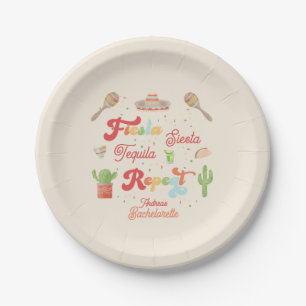 Groovy Fiesta Siesta Tequila Repeat Bachelorette Paper Plate