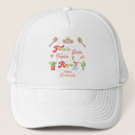 Groovy Fiesta Siesta Tequila Repeat Bachelorette Trucker Hat<br><div class="desc">Celebrate your bachelorette with this cool colourful hat,  featuring colourful groovy typography,  sombrero,  tequila and cacti. Easily add the desired text by clicking on the "personalise this template" option.</div>