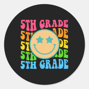 Groovy Fifth Grade Vibes Face Retro Teachers Back Classic Round Sticker