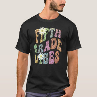 Groovy FIFTH GRADE VIBES Teacher Leopard Print 5th T-Shirt
