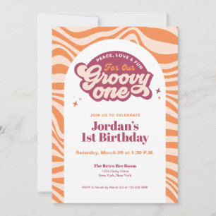 Groovy First Birthday Retro Boho Invitation 