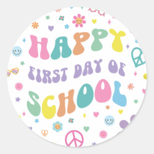 Groovy First day of School Stickers