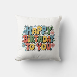 Groovy Floral Birthday Cushion