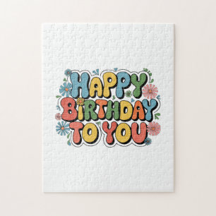 Groovy Floral Birthday Jigsaw Puzzle