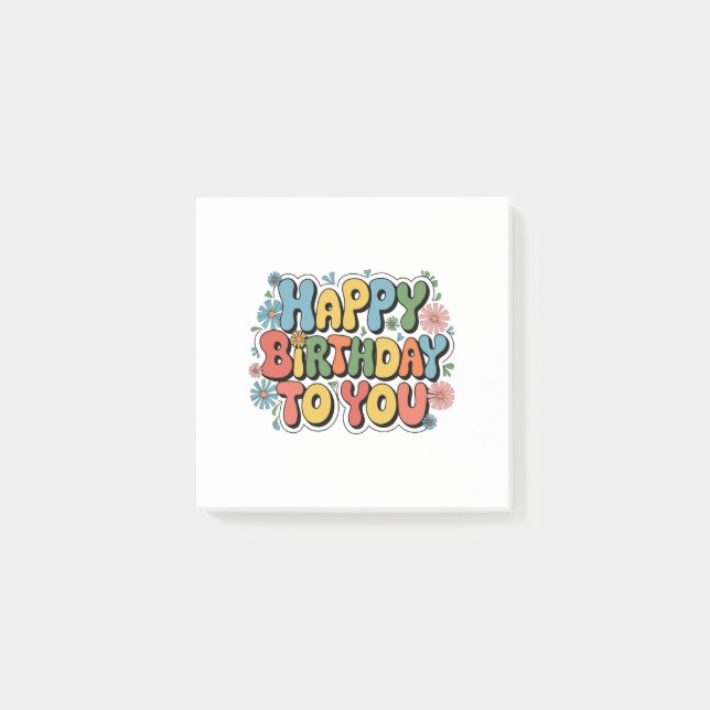 Groovy Floral Birthday Post-it Notes (Front)