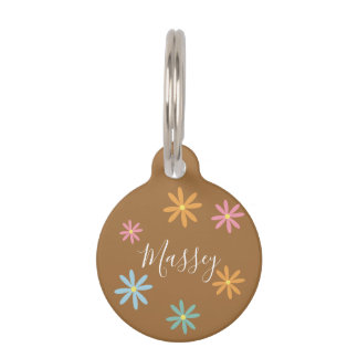 Groovy Floral Name Pattern       Pet Tag