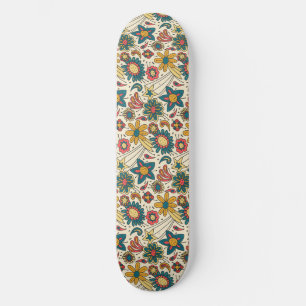 groovy floral pattern  skateboard