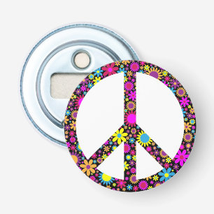 GROOVY FLORAL PEACE SIGN BOTTLE OPENER