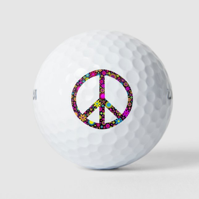 GROOVY FLORAL PEACE SIGN GOLF BALLS (Front)