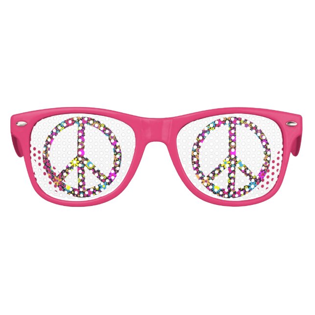 GROOVY FLORAL PEACE SIGN KIDS SUNGLASSES (Front)