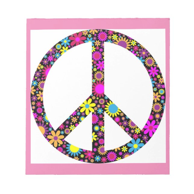 GROOVY FLORAL PEACE SIGN NOTEPAD (Front)