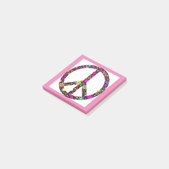 GROOVY FLORAL PEACE SIGN POST-IT NOTES (Angled)