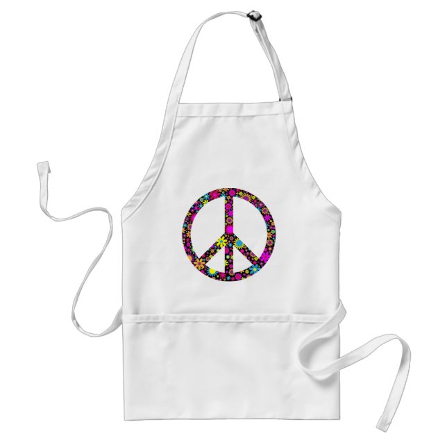 GROOVY FLORAL PEACE SIGN STANDARD APRON (Front)