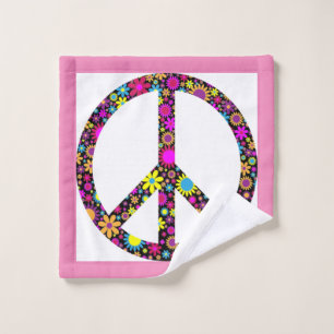 GROOVY FLORAL PEACE SIGN WASH CLOTH
