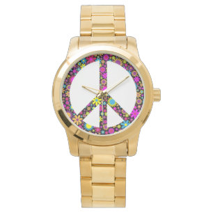 GROOVY FLORAL PEACE SIGN WATCH