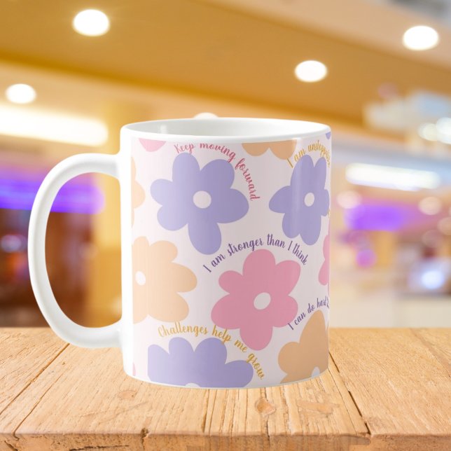 Groovy Floral Quote, Positive Affirmation Retro Coffee Mug (Creator Uploaded)