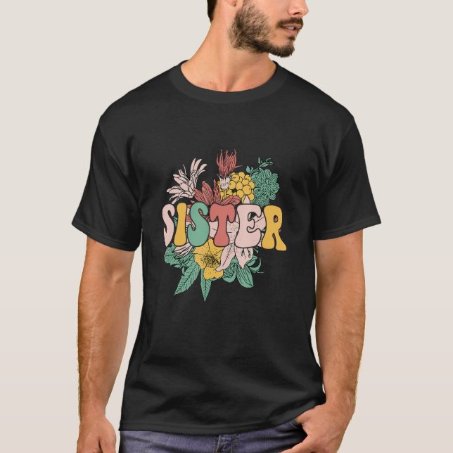 Groovy Floral Sister Matching Family  Mothers Day T-Shirt (Front)