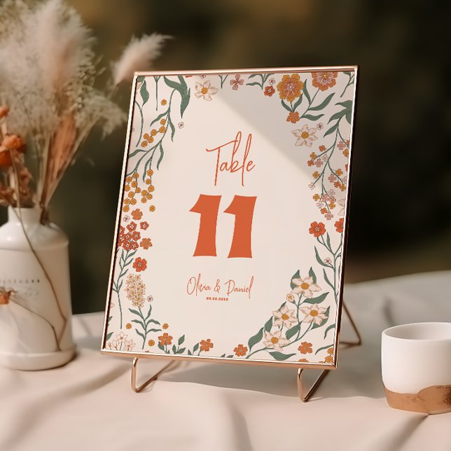 Groovy Floral Vintage Retro Wedding Table Numbers (Creator Uploaded)