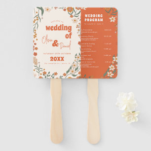 Groovy Florar Vintage Retro Wedding Programs Hand Fan