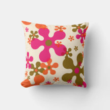groovy flower 60s 70s pattern pillow