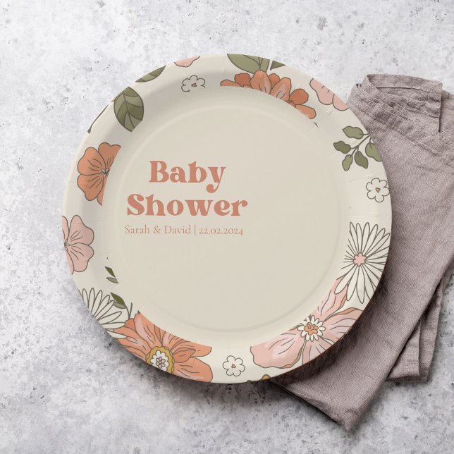 Groovy Flower Baby Shower | Boho | 70s theme  Paper Plate (Creator Uploaded)