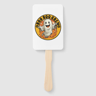 Groovy Flower Boo Boo Crew Halloween Orange Ghost Hand Fan