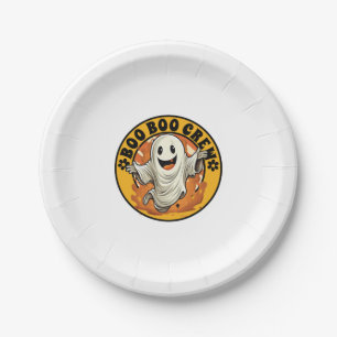 Groovy Flower Boo Boo Crew Halloween Orange Ghost Paper Plate