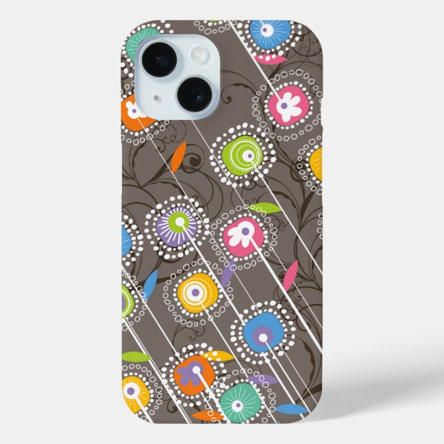 Groovy Flower Garden Colourful Whimsical Floral Ar Case-Mate iPhone Case (Back)