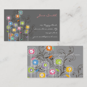 Groovy Flower Garden Cute Whimsical Business Card