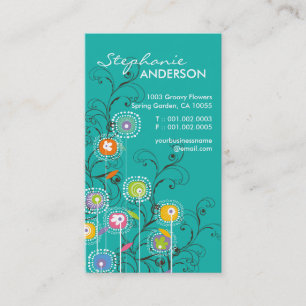 Groovy Flower Garden Whimsical Colourful Floral Business Card