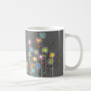 Groovy Flower Garden Whimsical Colourful Floral Coffee Mug