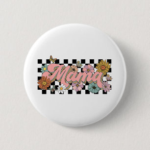 Groovy Flower Mama Mothers Day Women From Son Daug 6 Cm Round Badge