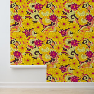 Groovy flower pattern wallpaper