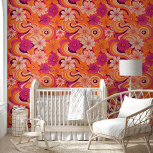 Groovy flower pattern wallpaper