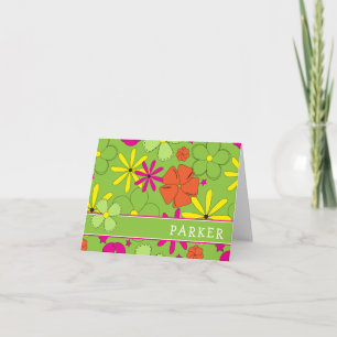 Groovy Flower Personal Name Note Card