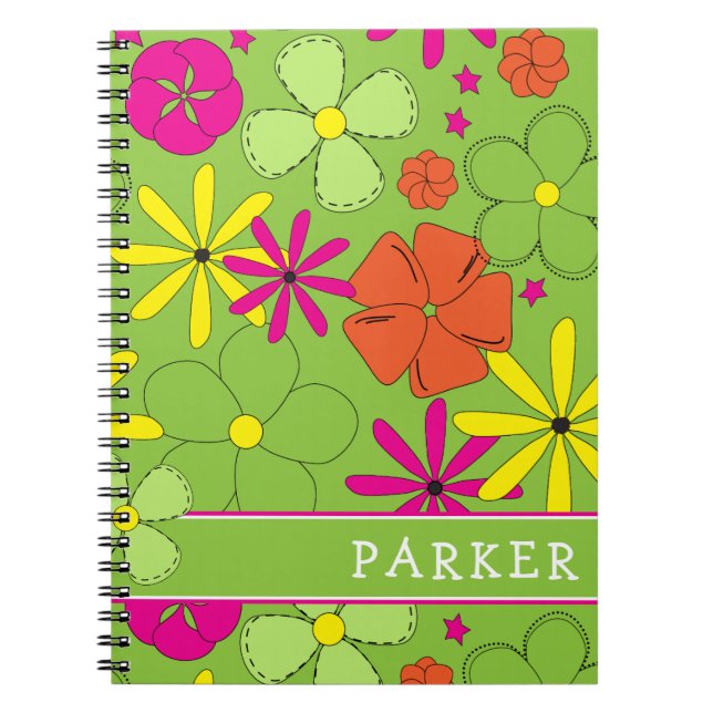 Groovy Flower Personal Name Notebook (Front)
