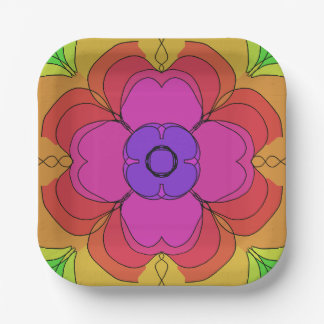Groovy Flower Power 70s Gogo Paper Plate