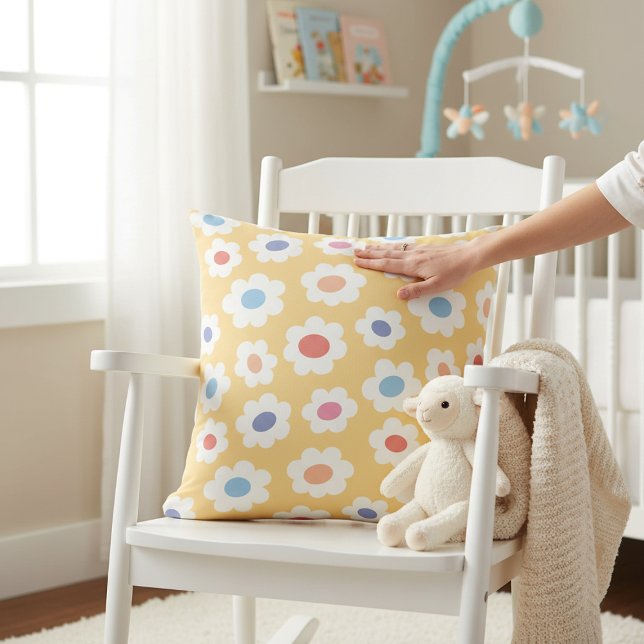 Groovy Flower Power Baby Nursery Throw Pillow (Creator Uploaded)