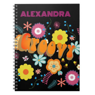 Groovy Flower Power Colourful Pink Notebook