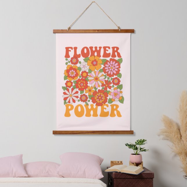 Groovy Flower Power Graphic Hanging Tapestry (Bedroom)