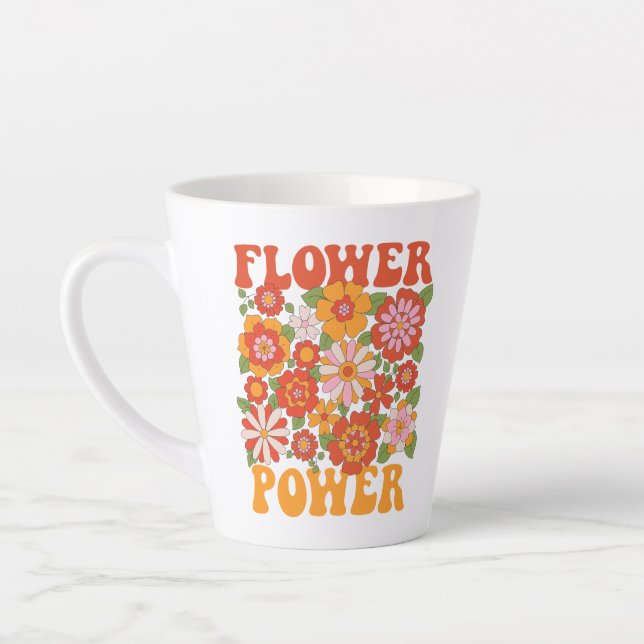 Groovy Flower Power Graphic Latte Mug (Left)