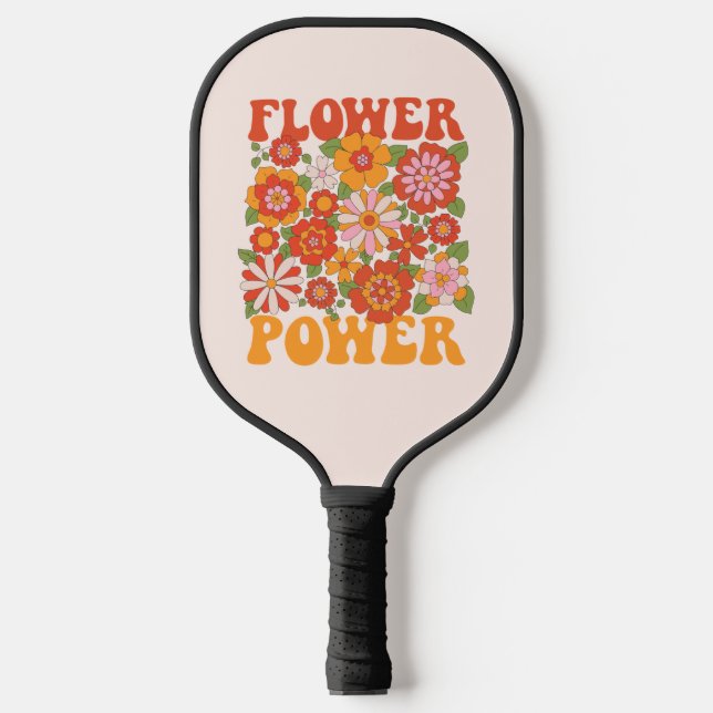 Groovy Flower Power Graphic Pickleball Paddle (Front)