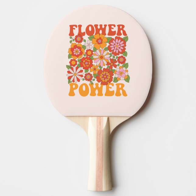 Groovy Flower Power Graphic Ping Pong Paddle (Front)