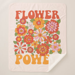 Groovy Flower Power Graphic Sherpa Blanket
