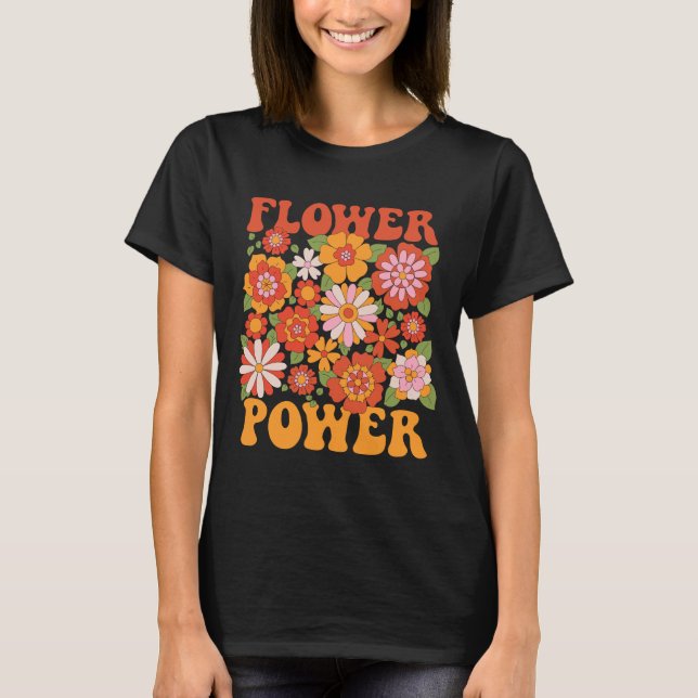 Groovy Flower Power Graphic T-Shirt (Front)