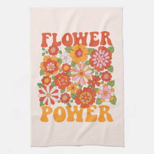 Groovy Flower Power Graphic Tea Towel