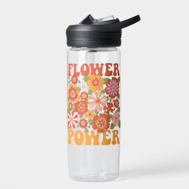 Groovy Flower Power Graphic Water Bottle (Left)